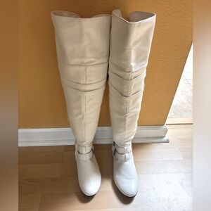 West Blvd Kinshasa White Thigh High over the Knee Flat heelBoots size 10